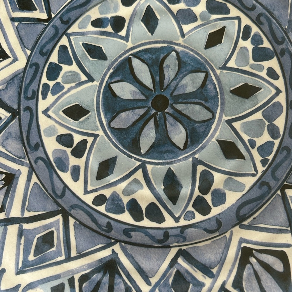 Tommy Bahama Set Of 4 10 1/2” Blue Medallion Melamine Dinner Plates. Pre Owned - Picture 3 of 7